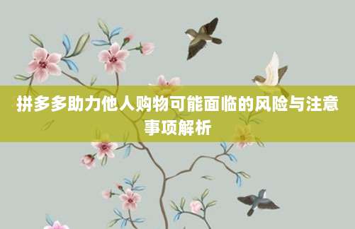 拼多多助力他人购物可能面临的风险与注意事项解析-第1张图片-拼多多助力