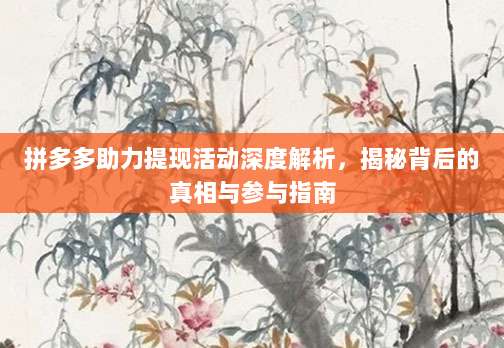 拼多多助力提现活动深度解析，揭秘背后的真相与参与指南-第1张图片-拼多多助力