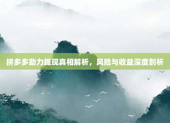 拼多多助力提现真相解析，风险与收益深度剖析-第1张图片-拼多多助力