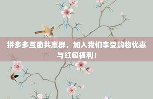 拼多多互助共赢群,加入我们享受购物优惠与红包福利!-第1张图片-拼多多助力 拼多多互助共赢群,加入我们享受购物优惠与红包福利!-第1张图片-拼多多助力