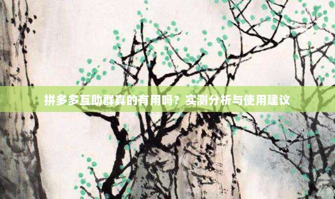 拼多多互助群真的有用吗?实测分析与使用建议-第1张图片-拼多多助力 拼多多互助群真的有用吗?实测分析与使用建议-第1张图片-拼多多助力