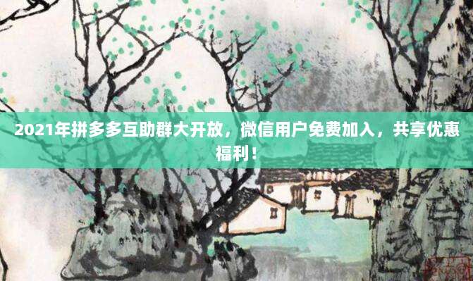 2021年拼多多互助群大开放，微信用户免费加入，共享优惠福利！-第1张图片-拼多多助力