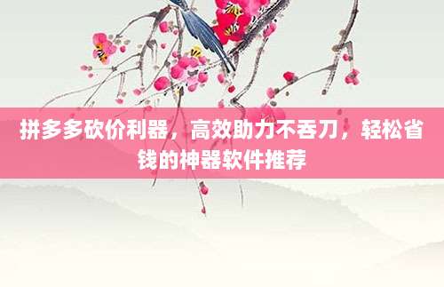 拼多多砍价利器,高效助力不吞刀,轻松省钱的神器软件推荐-第1张图片-拼多多助力 拼多多砍价利器,高效助力不吞刀,轻松省钱的神器软件推荐-第1张图片-拼多多助力