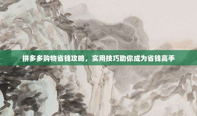 拼多多购物省钱攻略,实用技巧助你成为省钱高手-第1张图片-拼多多助力 拼多多购物省钱攻略,实用技巧助你成为省钱高手-第1张图片-拼多多助力