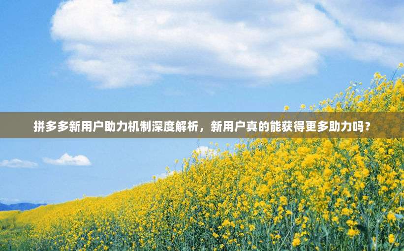 拼多多新用户助力机制深度解析，新用户真的能获得更多助力吗？-第1张图片-拼多多助力