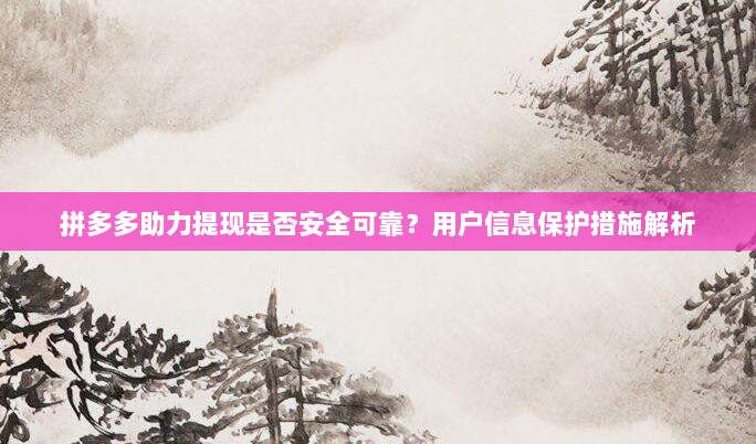 拼多多助力提现是否安全可靠?用户信息保护措施解析-第1张图片-拼多多助力 拼多多助力提现是否安全可靠?用户信息保护措施解析-第1张图片-拼多多助力