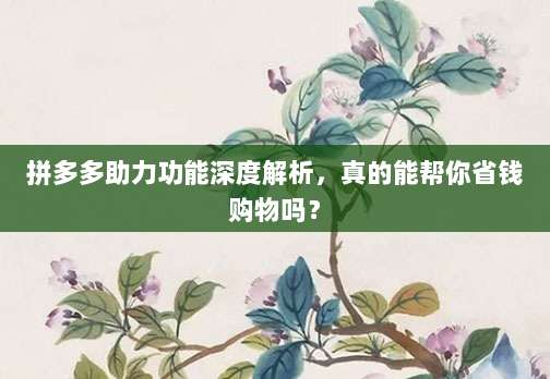 拼多多助力功能深度解析，真的能帮你省钱购物吗？-第1张图片-拼多多助力