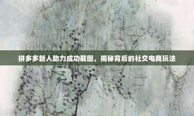 拼多多新人助力成功截图,揭秘背后的社交电商玩法-第1张图片-拼多多助力 拼多多新人助力成功截图,揭秘背后的社交电商玩法-第1张图片-拼多多助力