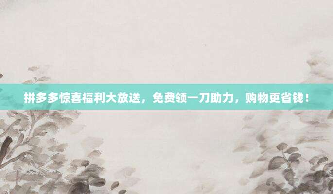 拼多多惊喜福利大放送,免费领一刀助力,购物更省钱!-第1张图片-拼多多助力 拼多多惊喜福利大放送,免费领一刀助力,购物更省钱!-第1张图片-拼多多助力
