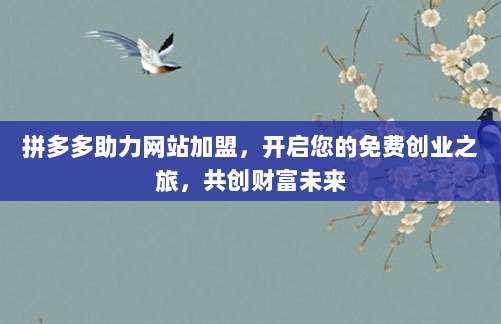 拼多多助力网站加盟，开启您的免费创业之旅，共创财富未来-第1张图片-拼多多助力