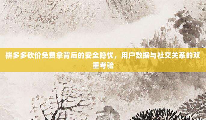 拼多多砍价免费拿背后的安全隐忧,用户数据与社交关系的双重考验-第1张图片-拼多多助力 拼多多砍价免费拿背后的安全隐忧,用户数据与社交关系的双重考验-第1张图片-拼多多助力