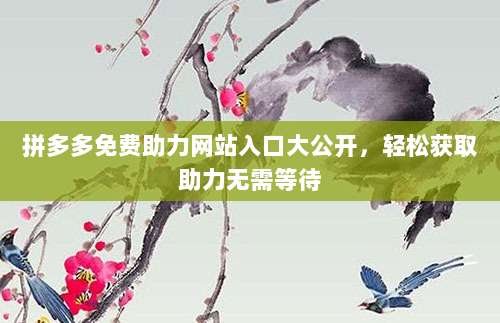 拼多多免费助力网站入口大公开，轻松获取助力无需等待-第1张图片-拼多多助力