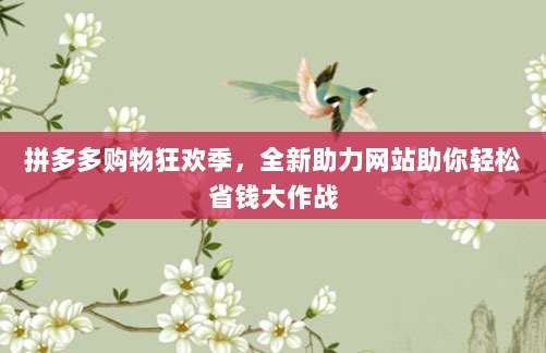 拼多多购物狂欢季,全新助力网站助你轻松省钱大作战-第1张图片-拼多多助力 拼多多购物狂欢季,全新助力网站助你轻松省钱大作战-第1张图片-拼多多助力