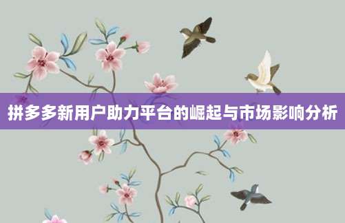 拼多多新用户助力平台的崛起与市场影响分析-第1张图片-拼多多助力 拼多多新用户助力平台的崛起与市场影响分析-第1张图片-拼多多助力
