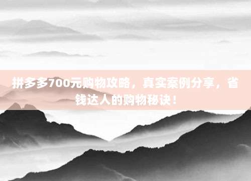 拼多多700元购物攻略,真实案例分享,省钱达人的购物秘诀!-第1张图片-拼多多助力 拼多多700元购物攻略,真实案例分享,省钱达人的购物秘诀!-第1张图片-拼多多助力