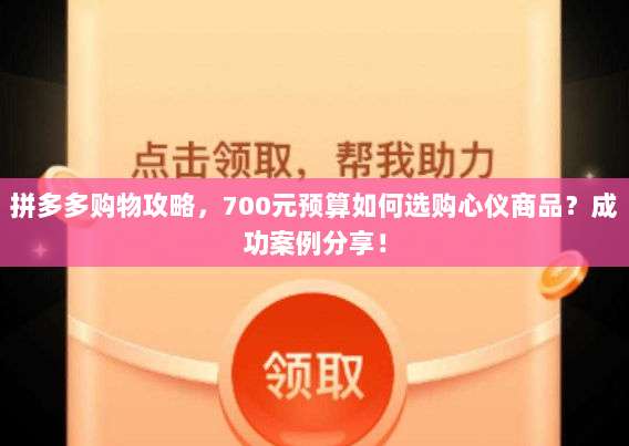 拼多多购物攻略，700元预算如何选购心仪商品？成功案例分享！-第1张图片-拼多多助力