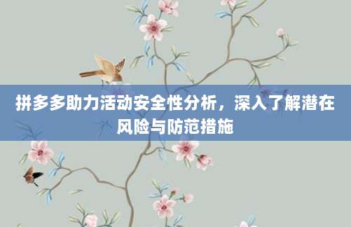拼多多助力活动安全性分析，深入了解潜在风险与防范措施-第1张图片-拼多多助力