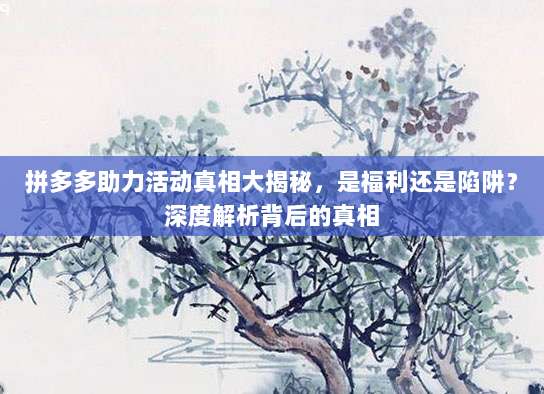 拼多多助力活动真相大揭秘，是福利还是陷阱？深度解析背后的真相-第1张图片-拼多多助力
