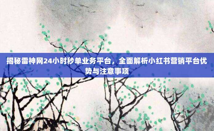 揭秘雷神网24小时秒单业务平台,全面解析小红书营销平台优势与注意事项-第1张图片-拼多多助力 揭秘雷神网24小时秒单业务平台,全面解析小红书营销平台优势与注意事项-第1张图片-拼多多助力