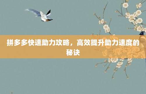 拼多多快速助力攻略,高效提升助力速度的秘诀-第1张图片-拼多多助力 拼多多快速助力攻略,高效提升助力速度的秘诀-第1张图片-拼多多助力