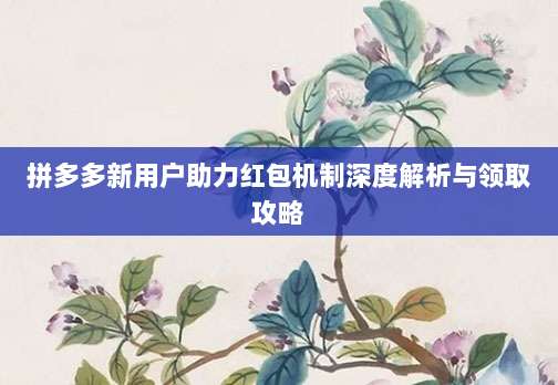 拼多多新用户助力红包机制深度解析与领取攻略-第1张图片-拼多多助力 拼多多新用户助力红包机制深度解析与领取攻略-第1张图片-拼多多助力