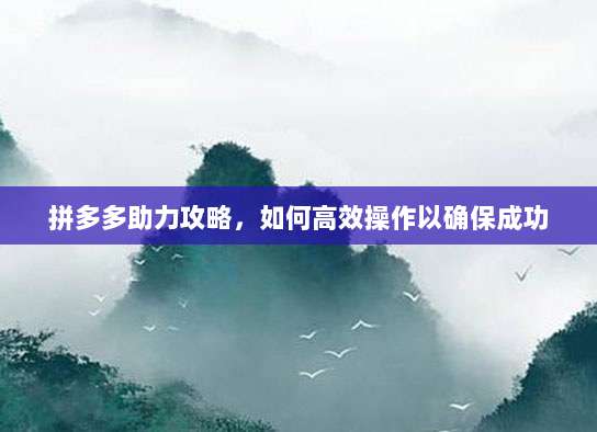 拼多多助力攻略,如何高效操作以确保成功-第1张图片-拼多多助力 拼多多助力攻略,如何高效操作以确保成功-第1张图片-拼多多助力