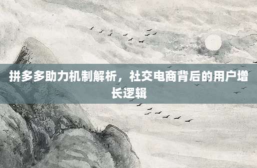 拼多多助力机制解析,社交电商背后的用户增长逻辑-第1张图片-拼多多助力 拼多多助力机制解析,社交电商背后的用户增长逻辑-第1张图片-拼多多助力