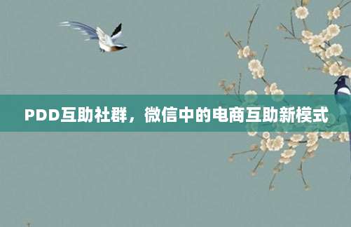 PDD互助社群,微信中的电商互助新模式-第1张图片-拼多多助力 PDD互助社群,微信中的电商互助新模式-第1张图片-拼多多助力