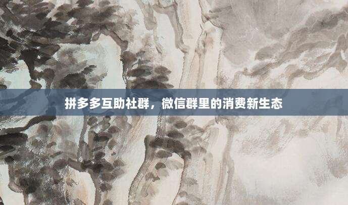 拼多多互助社群,微信群里的消费新生态-第1张图片-拼多多助力 拼多多互助社群,微信群里的消费新生态-第1张图片-拼多多助力