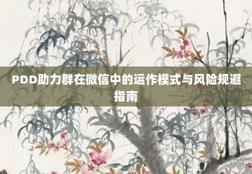 PDD助力群在微信中的运作模式与风险规避指南-第1张图片-拼多多助力 PDD助力群在微信中的运作模式与风险规避指南-第1张图片-拼多多助力