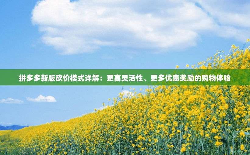 拼多多新版砍价模式详解:更高灵活性、更多优惠奖励的购物体验-第1张图片-拼多多助力 拼多多新版砍价模式详解:更高灵活性、更多优惠奖励的购物体验-第1张图片-拼多多助力
