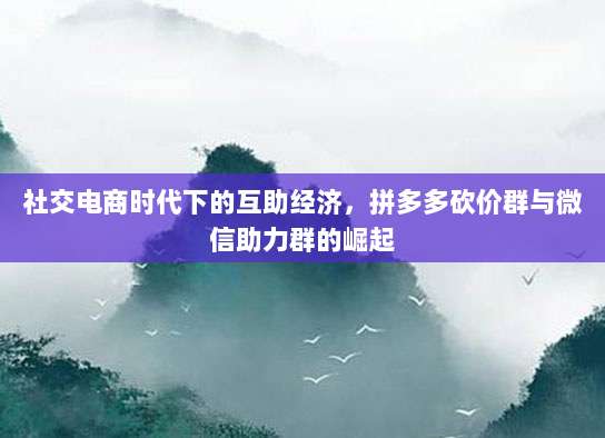 社交电商时代下的互助经济,拼多多砍价群与微信助力群的崛起-第1张图片-拼多多助力 社交电商时代下的互助经济,拼多多砍价群与微信助力群的崛起-第1张图片-拼多多助力