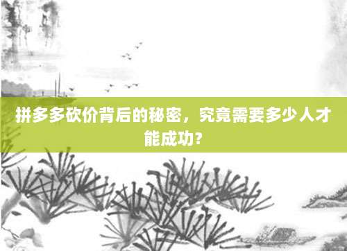 拼多多砍价背后的秘密,究竟需要多少人才能成功?-第1张图片-拼多多助力 拼多多砍价背后的秘密,究竟需要多少人才能成功?-第1张图片-拼多多助力