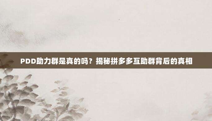 PDD助力群是真的吗?揭秘拼多多互助群背后的真相-第1张图片-拼多多助力 PDD助力群是真的吗?揭秘拼多多互助群背后的真相-第1张图片-拼多多助力