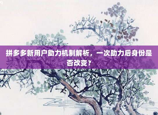 拼多多新用户助力机制解析，一次助力后身份是否改变？-第1张图片-拼多多助力