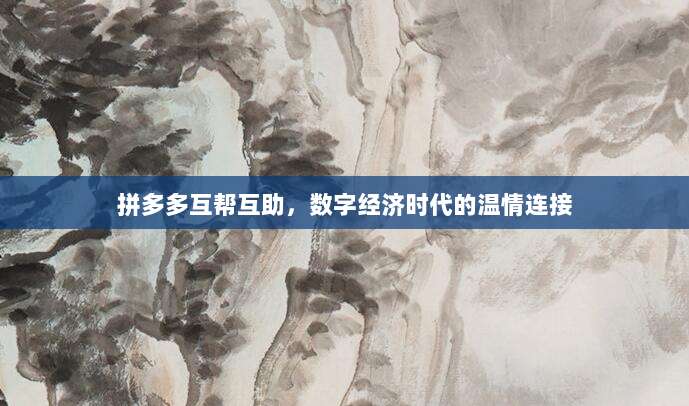 拼多多互帮互助,数字经济时代的温情连接-第1张图片-拼多多助力 拼多多互帮互助,数字经济时代的温情连接-第1张图片-拼多多助力