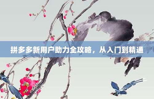 拼多多新用户助力全攻略,从入门到精通-第1张图片-拼多多助力 拼多多新用户助力全攻略,从入门到精通-第1张图片-拼多多助力