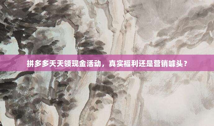 拼多多天天领现金活动,真实福利还是营销噱头?-第1张图片-拼多多助力 拼多多天天领现金活动,真实福利还是营销噱头?-第1张图片-拼多多助力