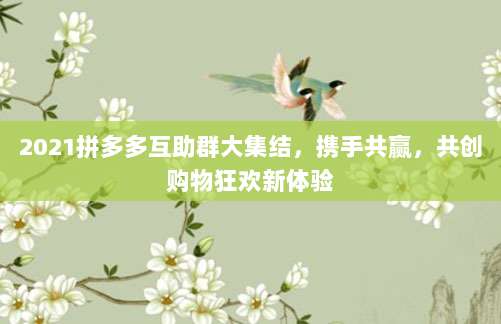 2021拼多多互助群大集结，携手共赢，共创购物狂欢新体验-第1张图片-拼多多助力