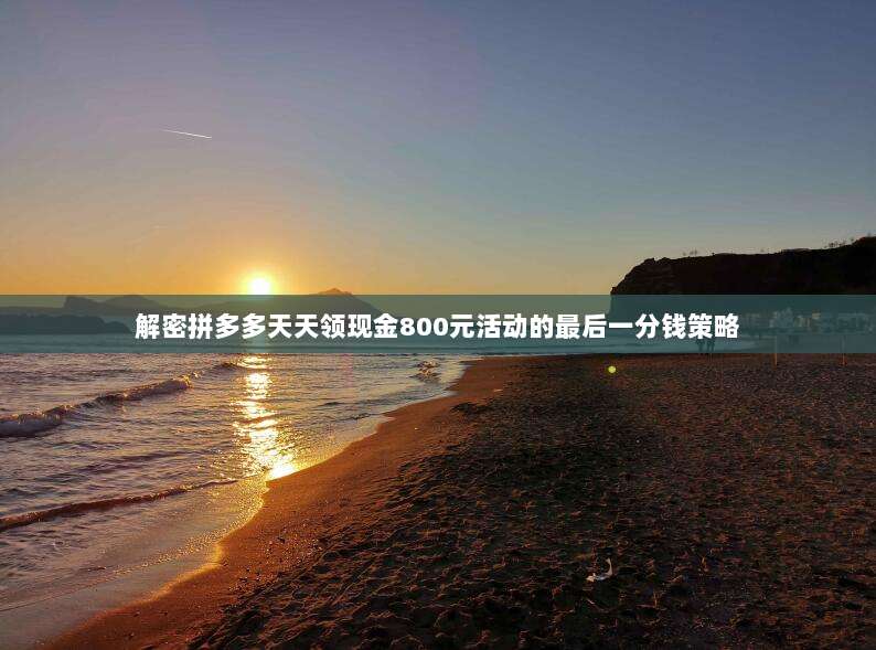 解密拼多多天天领现金800元活动的最后一分钱策略-第1张图片-拼多多助力 解密拼多多天天领现金800元活动的最后一分钱策略-第1张图片-拼多多助力