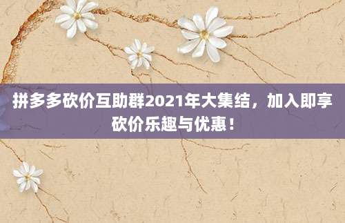 拼多多砍价互助群2021年大集结,加入即享砍价乐趣与优惠!-第1张图片-拼多多助力 拼多多砍价互助群2021年大集结,加入即享砍价乐趣与优惠!-第1张图片-拼多多助力