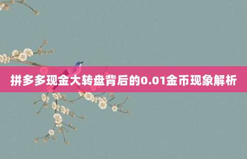 拼多多现金大转盘背后的0.01金币现象解析-第1张图片-拼多多助力 拼多多现金大转盘背后的0.01金币现象解析-第1张图片-拼多多助力