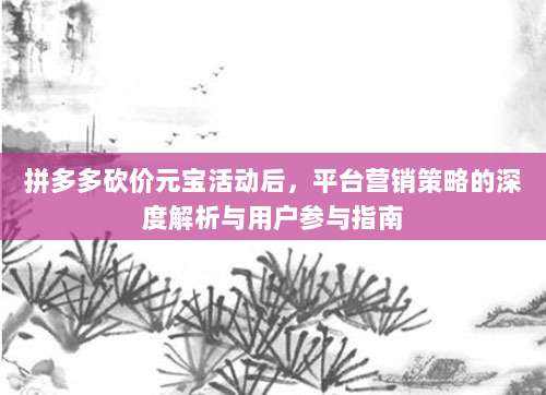 拼多多砍价元宝活动后,平台营销策略的深度解析与用户参与指南-第1张图片-拼多多助力 拼多多砍价元宝活动后,平台营销策略的深度解析与用户参与指南-第1张图片-拼多多助力