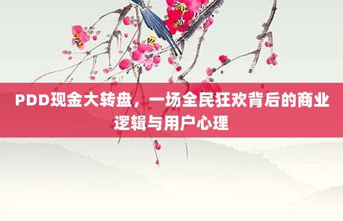 PDD现金大转盘,一场全民狂欢背后的商业逻辑与用户心理-第1张图片-拼多多助力 PDD现金大转盘,一场全民狂欢背后的商业逻辑与用户心理-第1张图片-拼多多助力
