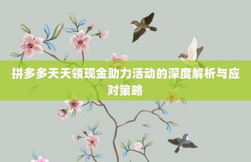 拼多多天天领现金助力活动的深度解析与应对策略-第1张图片-拼多多助力 拼多多天天领现金助力活动的深度解析与应对策略-第1张图片-拼多多助力