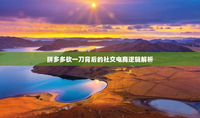 拼多多砍一刀背后的社交电商逻辑解析-第1张图片-拼多多助力 拼多多砍一刀背后的社交电商逻辑解析-第1张图片-拼多多助力