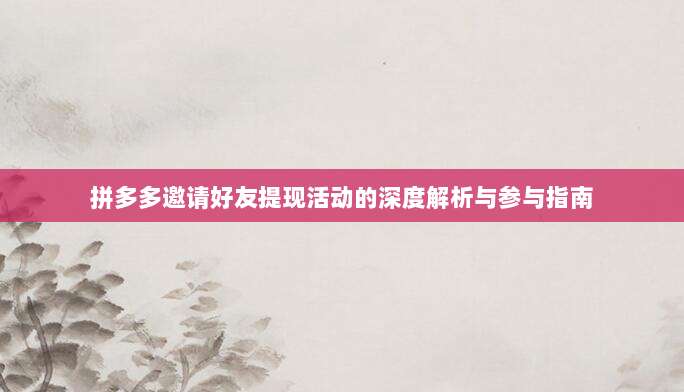 拼多多邀请好友提现活动的深度解析与参与指南-第1张图片-拼多多助力
