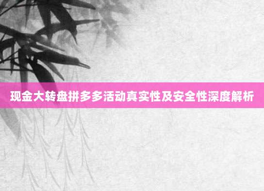现金大转盘拼多多活动真实性及安全性深度解析-第1张图片-拼多多助力 现金大转盘拼多多活动真实性及安全性深度解析-第1张图片-拼多多助力