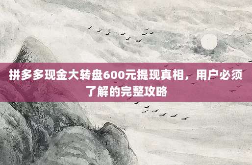 拼多多现金大转盘600元提现真相,用户必须了解的完整攻略-第1张图片-拼多多助力 拼多多现金大转盘600元提现真相,用户必须了解的完整攻略-第1张图片-拼多多助力