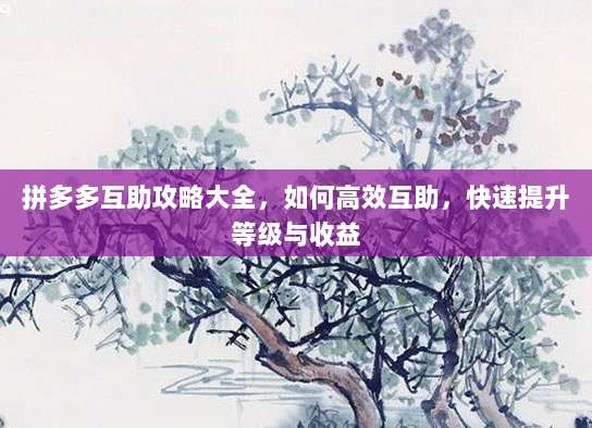 拼多多互助攻略大全,如何高效互助,快速提升等级与收益-第1张图片-拼多多助力 拼多多互助攻略大全,如何高效互助,快速提升等级与收益-第1张图片-拼多多助力